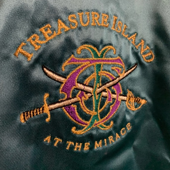 Vtg 90’s Mirage/Treasure Island Reversible Satin Bomber Jacket - Picture 5 of 10